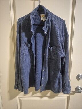 C&C California Denim Blue Waffle Knit Button-Up